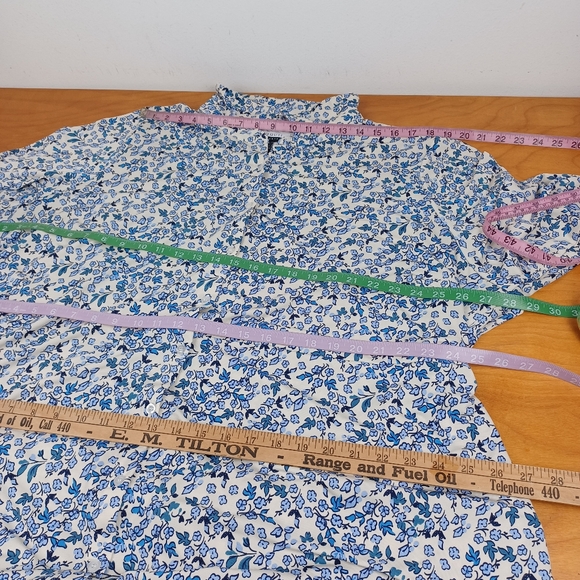 Eloquii Women Floral Print Midi Shirt Dress Size 28 Preppy Tie Waist Long Sleeve - Picture 12 of 13